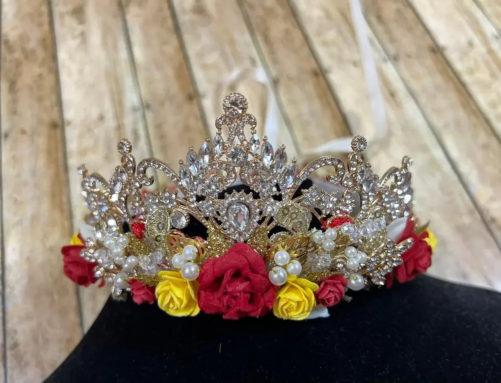 Cs Custom Creations Disney Belle Custom Princess Crown with Adjustable Tie Back